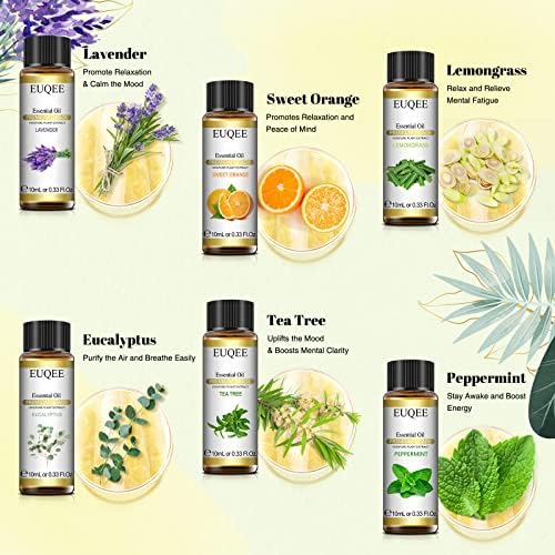 EUQEE 6 Pcs Pure Classic Essential Oils Set for Candle Making, Soap Making