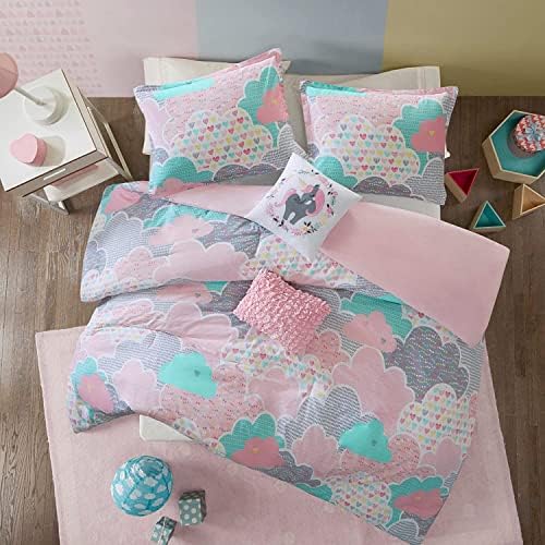 Intelligent Design Kids Cotton Vibrant Fun Pink Queen Duvet Cover Set, 5pc
