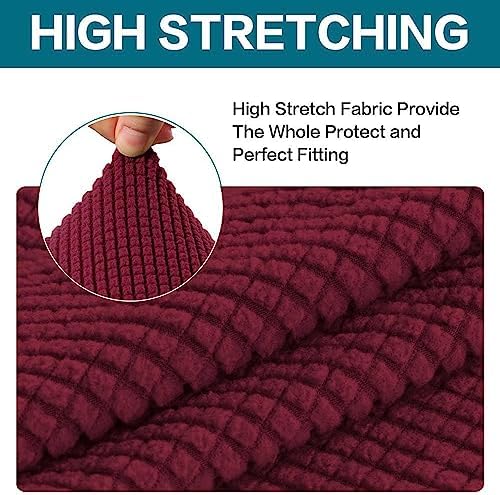 Turquoize 2 Piece Chair Covers Chair Slipcovers For Living Room Armchair Sofa Covers Chair Couch Cover with Arms Washable Furniture Protector for Chairs Feature Thick Jacquard Fabric (Chair, Burgundy)
