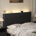 Queen Size Headboard Only, Wood Head Board with Charging Station & LED Lights, Modern Fluted Wall-Mounted Bed Headboards for Bedroom, Height Adjustable, Black