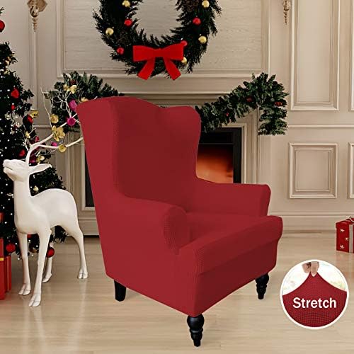 Easy-Going Stretch Wingback Chair Sofa Slipcover Christmas Red