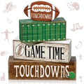 Yuntau 4 Pcs Fall Football Table decoration Centerpieces Wooden Blocks sign