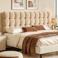 Pinmoco King Cloud-Shaped Upholstered Headboard, Teddy Fleece Light Brown