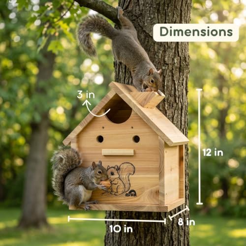 MrHN Squirrel House - Squirrel Houses for Outside Nesting, DIY Kit Squirrel Nesting Box, Squirrel Boxes for Outside, Chipmunk Houses MrHN V Roof
