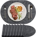Faux Leather Oval Placemats Set of 8, Charcoal