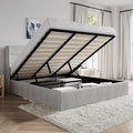 SHA CERLIN King Size Lift Up Hydraulic Storage Bed Frame Light Grey