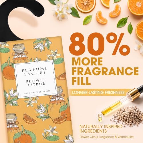 Large 12 Packs Flower Citrus Hanging Scented Sachets Long-Lasting Closet Deodorizer Air Freshener Fabric Refresher Odor Eliminator for Drawer Home Fragrance Gift Set