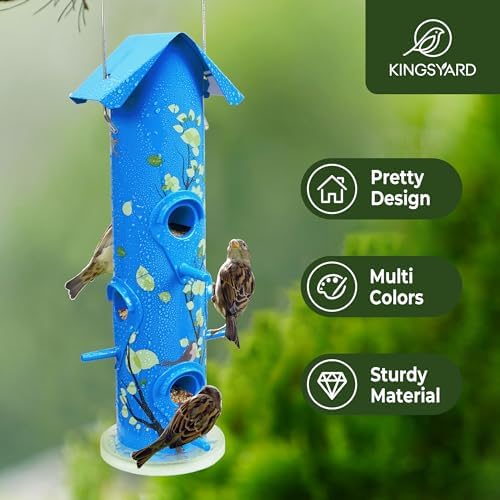 Kingsyard Metal Bird Feeders for Outdoors Hanging, Tube Bird Feeder
