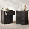 wanan Nightstand Set of 2 with Hidden Drawer, Black