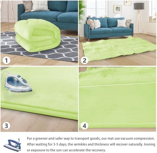 Baby Play Mat for Floor Nursery Muscle Mat Area Rug Playroom Rug 79x79" Elastic Foam 1.3" Thick Crawling Mat for Babies,Toddlers, Infants (Light Green)