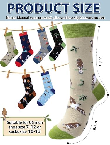 Bonuci 6 Pairs Bird Watcher Socks for Men Bird Nerd Dad Birthday Gifts
