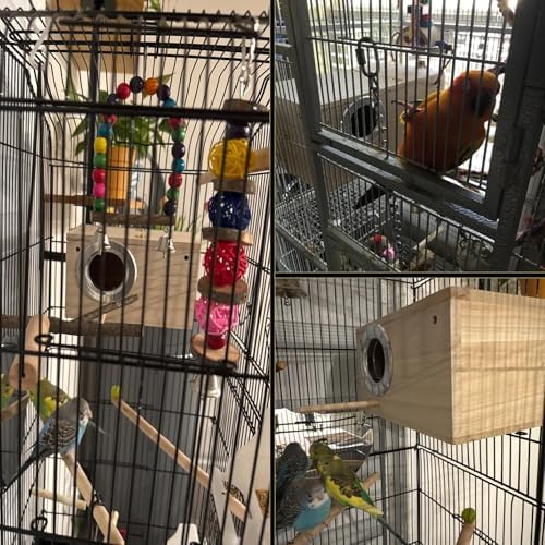 PINVNBY Parakeet Nesting Box for Cage,Bird Breeding Box for Cage(XL)