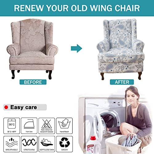 NILUOH Wingback Chair Covers 2-Piece, Armchair Slipcovers for Living Room