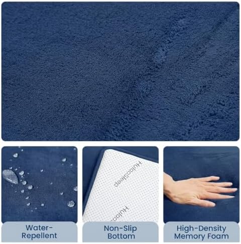 Huloo Sleep Baby Play Mat for Floor,1.3" Thick Memory Foam Tummy Time Mat,Soft Coral Velvet Nursery Rug,Extra Large Non Slip Crawling Mats for Living Room(Dark Blue)