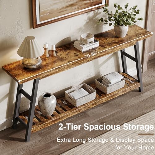 ChooChoo 70.9 Inch Long Console Tables for Entryway, Hallway Table, 2-Tier