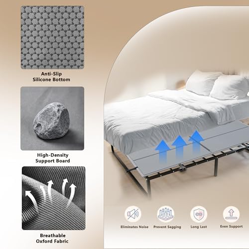 Bunkie Board King Size (76x80) - Premium 10mm Heavy Duty Low Profile Bed Board for Under Mattress, Breathable & Moisture Resistant,Noise Minimizing, Fits Metal FramesPlatform Beds (Grey)
