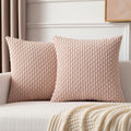 Kevin Textile Soft Corduroy 24x24 Inch Pillow Covers 2 Pack, Light Pink