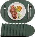 Faux Leather Oval Placemats Set of 8, Green