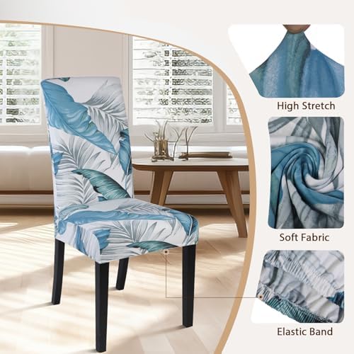 SearchI Dining Room Chair Covers Set of 6, Stretch Printed Parsons Chair Slipcovers Removable Washable Spandex Kitchen Chair Protector Cover for Dining Room, Hotel, Ceremony (Flower Pattern5)