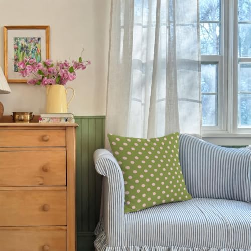 Cute Green Pink Polka Dot Room Decor Pillow Cover 18x18