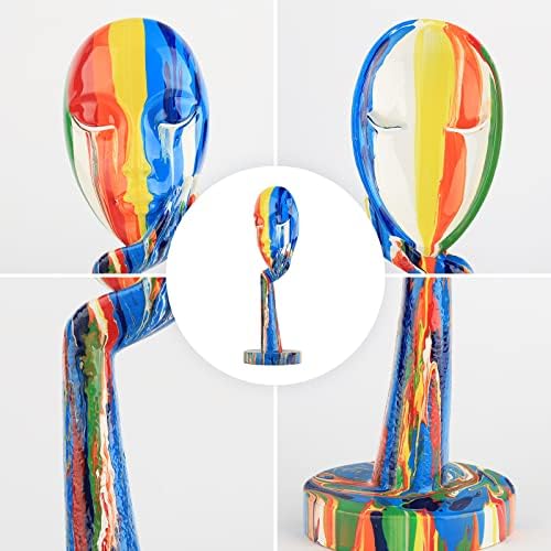 Creative Simple Colorful Women Face Art Statue Thinker Lady Sculpture Abstract Characters Crafts Ornaments Home Decor Modern Office Bedroom Study Room Studio Decorations (Large 15.3x4.9x4.9in)