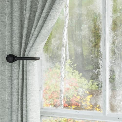 Hion Curtain Holdbacks Black 6pcs, Curtain Tiebacks Wall Mounted Hooks