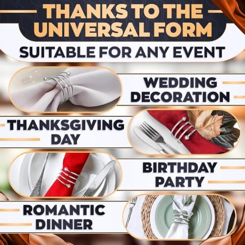 8 Pcs Silver Napkin Rings, Round Metal, Reusable, 1.83 in Diameter