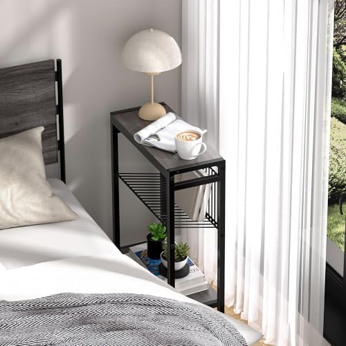 Narrow Side Table Set of 2, 3-Tier End Table, Small Nightstand