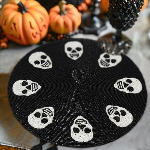 COTTON CRAFT Halloween Charger Placemats - 2 Pack Spooky Skulls Tablemats