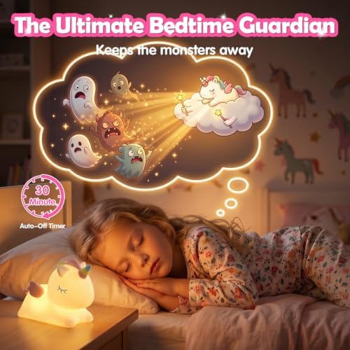 Unicorn Silicone Night Light for Girls, Cute Squishy LED Lamp Gift