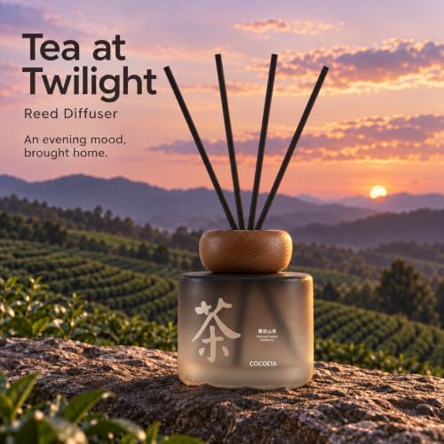 Midnight Camellia Magnolia Bloom Reed Diffuser, 5.9 Fl Oz – Creamy Floral Home Fragrance for Up to 90 Days - Reusable, Refillable Glass Holder - Includes 4 Natural Reed Sticks - Flame Free