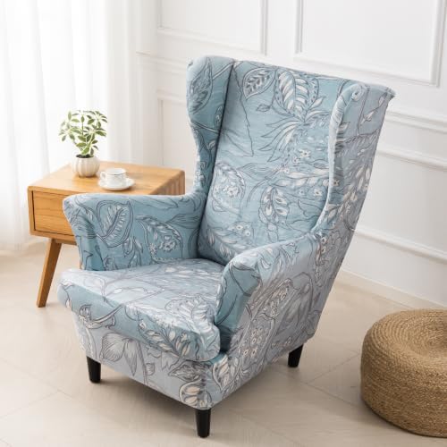 HZDHCLH Wingback Chair Slipcovers 2 Piece Velvet Stretch Washable Cover