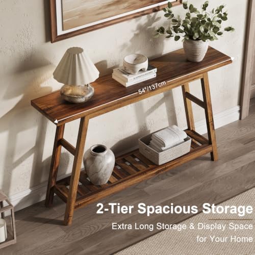 ChooChoo 53.9 Inch Long Console Tables for Entryway, Hallway Table, 2-Tier