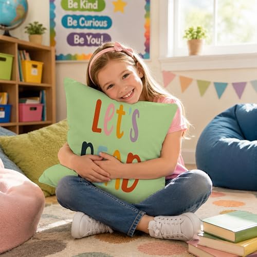 Rusenbao Kids Classroom Reading Corner Decor Throw Pillows Cover 18 x 18