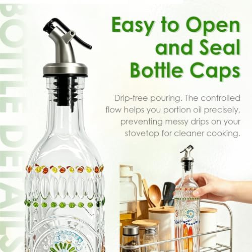 17oz Glass Square Olive Oil Dispenser with Pour Spout