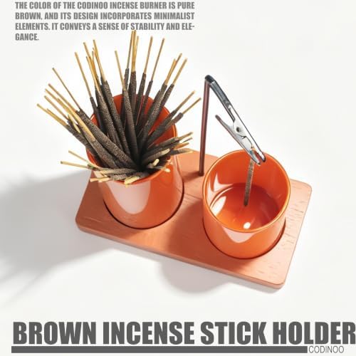 2 in 1 Incense Burner Holder for Sticks,Glass Incense Holder with Storage,Upside Down Incense Holder for Sticks with Glass Ash Catcher for Meditation Yoga Spa Room Home Decor[Full Brown]