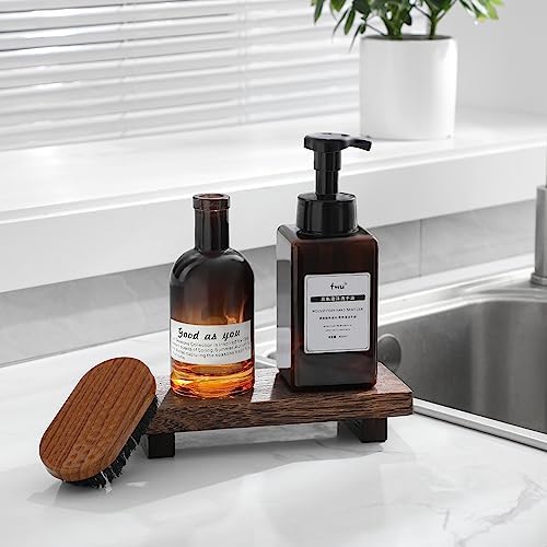 Wood Bathroom Tray Farmhouse Decor Kitchen Soap Holder 8.7"x3.6" Dark Brown