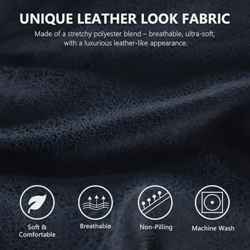 ANARACHON 1-Piece Leather-Look Sofa Cover,Sofa Slipcover Width 78"-88"
