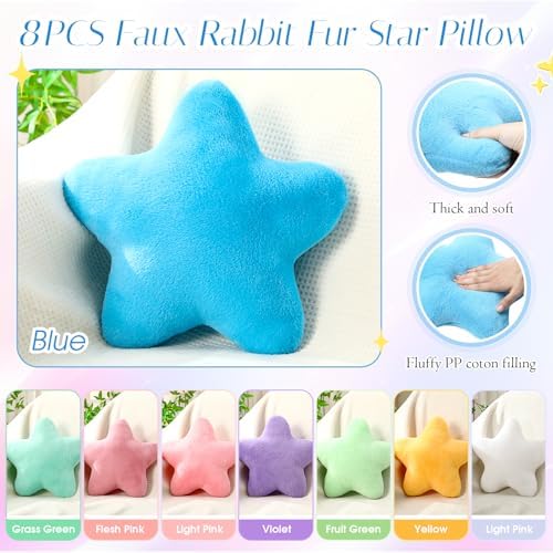 Beeveer 8 Pack Star Shaped Throw Pillow Plush Bulk Decorations, Cute
