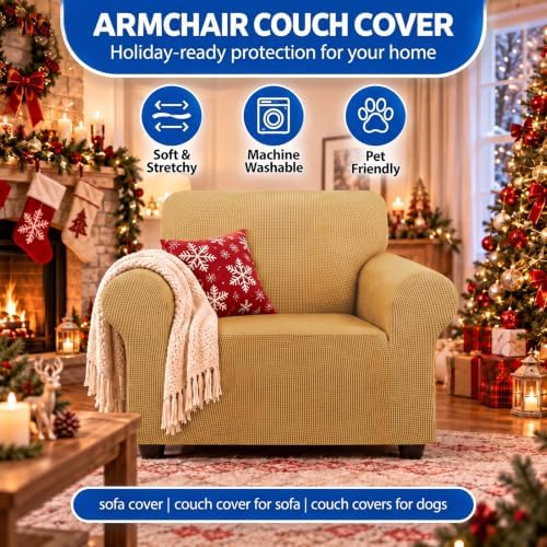 KEKUOU Stretch Chair Sofa Slipcover, Single Couch Cover,Golden