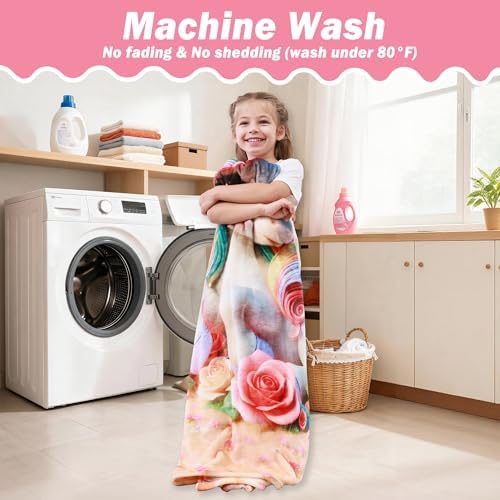 Softan Kids Throw Blanket for Girls & Boys, Warm Soft Toddler Fleece Blankets for Sofa Couch Bed， Cozy Fuzzy Plush Flannel Kids Throw Blanket for Daycare & School - 50x60In Rose Unicorn