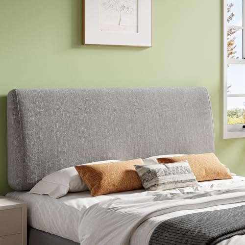 Pinmoco 4.7” Headboard Only for King Size Bed, No Drill Needed, Gray
