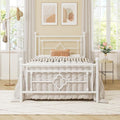 Allewie Twin Size Metal Platform Bed Frame, Victorian Headboard, White