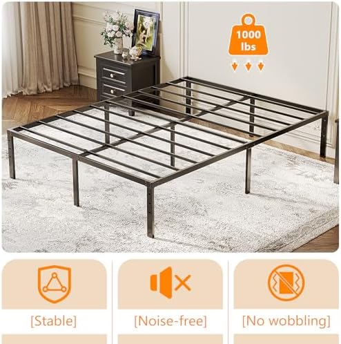 Bonnlo King Size Bed Frame 12 Inch Platform Bed Metal Mattress Foundation,Heavy Duty Steel Slat Support,No Box Spring Needed,Black