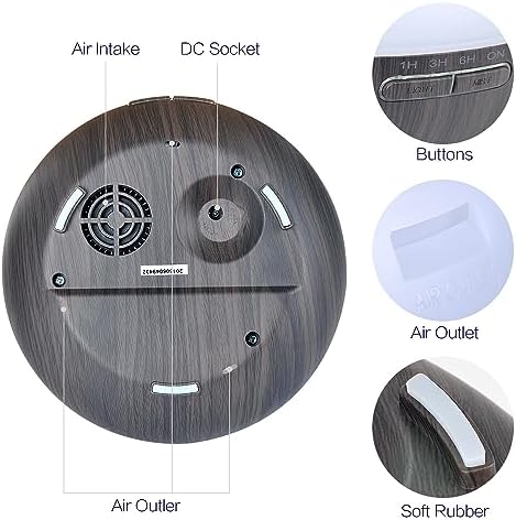 Aroma Essential Oil Diffuser, 400ml Ultrasonic Cool Mist Humidifier with Waterless Auto Shut-Off and Cleaning Kit for Home, Yoga, Office, Spa, Bedroom, Baby Room - Wood Grain
