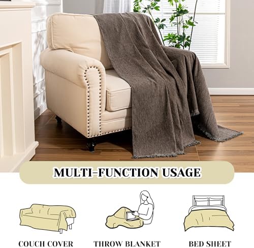 MEETSKY Oversized Chair Cover Small Couch Cover Chair Covers Armchair for Dog Sofa Throw Cover for Sofa Single Recliner, Chenille Sofa Slipcovers for Pets, 71" x 91", Dark Chocolate