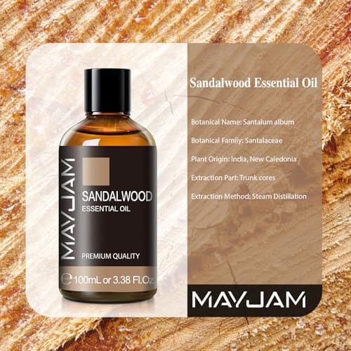 MAYJAM Sandalwood Essential Oil for Diffuser Soap Candle Making, 3.38FL.OZ