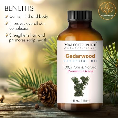 Majestic Pure Cedarwood Essential Oil for Diffuser - 4 Fl Oz