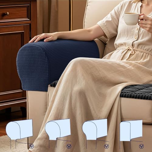 SUBRTEX Stretch Couch Arm Covers Set of 2, Non-Slip Sofa Armrest Slipcovers