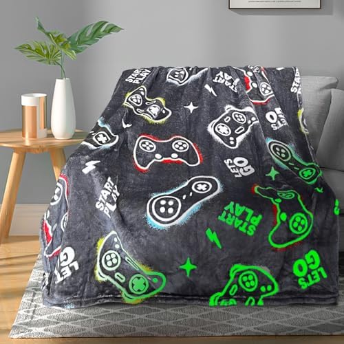 Gaming Blanket for Boys, Glow in The Dark Gamer Blankets, Gaming Gifts for Men, Cool Gamer Gifts for Teenage Boys, Birthday 50"x 60"